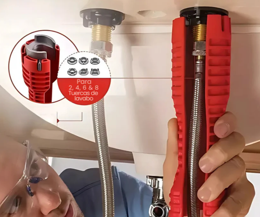 Llave Pro Multiusos™ – La herramienta 8 en 1 que soluciona cualquier fuga o ajuste.
